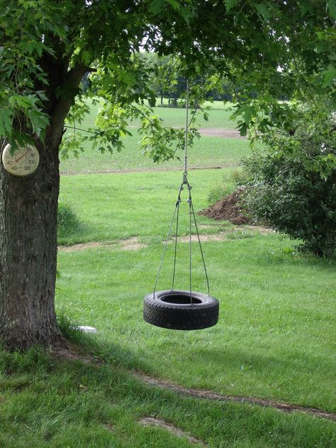 tire swing - Google Search Kids Dream Backyard, Golf Backyard, Kids Outdoor Playground, Hello 2024, Countryside Scenery, Reading Garden, Goat Pen, Painted Tires, Tire Swings