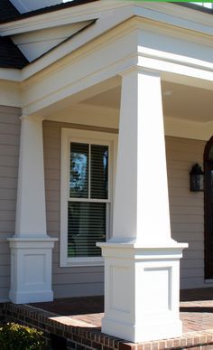 Columns for house on Pinterest | Front Porch Columns, Porch Columns a… Front Porch Pillars, Craftsman Columns, Craftsman Style Porch, Front Porch Posts, Porch Pillars, Craftsman Porch, Exterior Columns, Veranda Design, Front Porch Columns