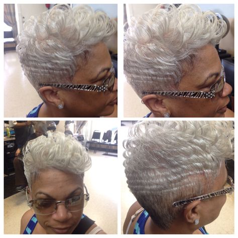 STYLEZ by Tracey Gray Bob Black Women, Platinum Gray Hair On Black Women Wig, Grey Bob Wigs For Black Women, Gray Bob Wigs For Black Women, Grey Pixie Lace Front Wigs, Black Women Short Hairstyles, Gray Hair Cuts, Grey Hair Inspiration, Tapered Haircut