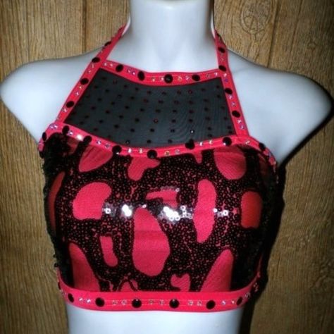 Glamour Costumes Halter Top Child Large Excellent Quality Pink Top With Black Sequined Mesh Overlay Studded With Black And Faux Diamonds Sheer Mesh On Top Studded In Red Cute Studded Elastic Strappy Back Looks Unworn In Like New Condition Glamour Costumes, Kawaii Goth, Neon Aesthetic, Scene Emo, Costume Shirts, Alt Fashion, Mesh Overlay, Pink Top, Pink Tops