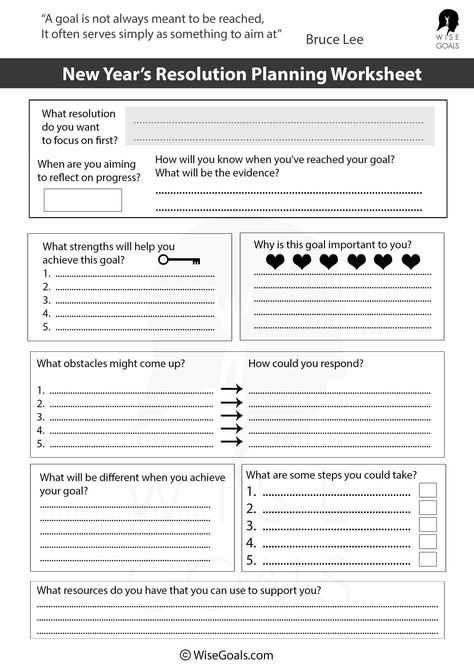 New year's resolution Planning worksheet New Years Goal Setting Worksheet, Goals Setting Worksheet, New Years Goals Template, New Year Resolution Template, Yearly Goals Template, Goal Planning Template, New Years Resolutions Template, Goal Setting Worksheet Printables, Bar Exam Prep