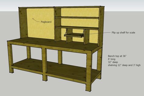 workbench plans | pegboard back with shelves Reloading Table, Reloading Bench Plans, Reloading Room, Reloading Bench, Ar Platform, Bench Design, Workbench Plans Diy, Woodworking Bench Plans, Diy Workbench