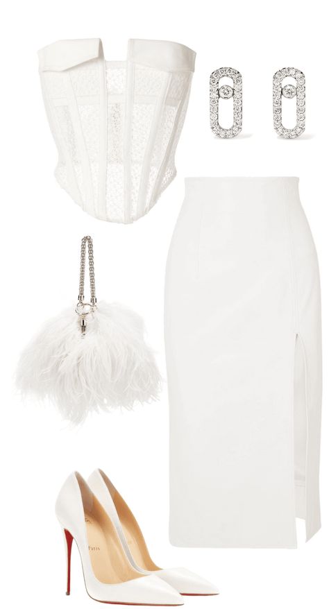 White Outfit Party Night, White Queen Outfit, Outfits For Party Night, Messika Move Uno, Outfit Ideas For Party, Queen Outfit, Casual College Outfits, White Shoe, Outfits Polyvore