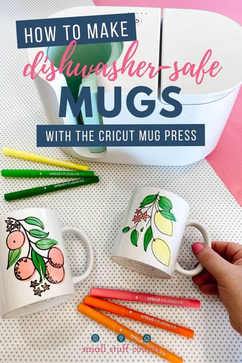 Learn how to use Infusible Ink markers and pens with the Cricut Mug Press! You can make adorable DIY mugs in minutes, perfect for gifting. #cricutmugpress #cricutmade #cricut Diy Mug Designs, Cricut Cups, Cricut Mug Press, Infusible Ink Transfer Sheets, Ink Markers, Orange Mugs, Laser Paper, Blue Mug, Diy Mugs