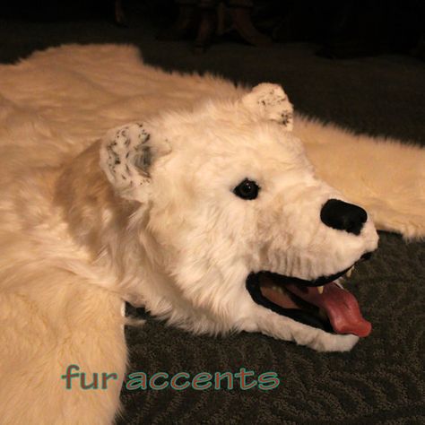 Hand Made Polar BEAR SKIN RUG One of a Kind Faux by shannaleigh25, $498.00 Fake Taxidermy, Bear Skin Rug, Log Cabin Decor, Photoshoot Props, We Bear, White Faux Fur, Unique Photo, Rug Shapes, Cabin Decor