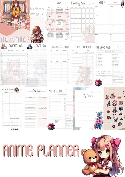 Anime planner printable for free passionplannerdaily #aestehticdigitalplanner #adhdplanneradult #freedigitalplannerstickers Anime Planner, Anime Watchlist, Week At A Glance, Undated Monthly Planner, Monthly Planner Template, Reading Log, Planner Templates, Weekly Planning, Planning Your Day