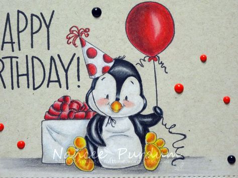 Birthday Cards-188 Happy Birthday Penguin, Birthday Penguin, Birthday Wishes Gif, Penguin Birthday, Watercolor Birthday Cards, Happy Birthday Girls, Happy Birthday Pictures, Cut It Out, Cute Penguin