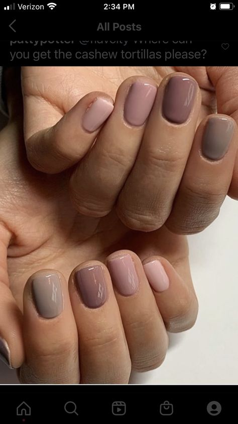 Autumn Gel Nails 2024, Beige Gel Nails Design, Taupe Pedicure, Toe Colors For Fall, Tan Nail Color, November Nail Colors 2024, Beige Nails Design Classy, Nuetral Nail Colors, 3 Color Nail Combination