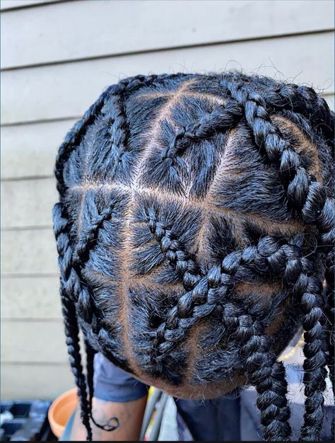 Black Men’s off white stitch braids Box Braids With Fade Men, Off White Braids Men, Off White Stitch Braids Men, Men’s Plaits, Braids For Boys With Long Hair, Mens Stitch Braids, Stitch Braids Men, Men Stitch Braids, Black Men Braids Hairstyles