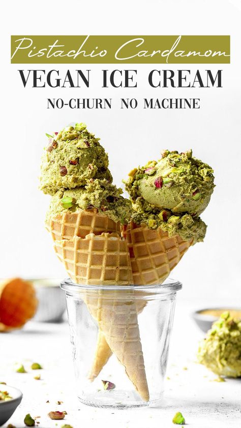 Raw Vegan Ice Cream, Vegan Pistachio Dessert, Vegan Pistachio Ice Cream, Cardamom Ice Cream, Vegan Frozen Dessert, Pistachio Cardamom, Vegan Gelato, Vegan Pistachio, Pistachio Recipes