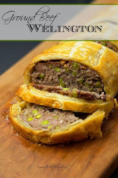 Ground-Beef-Wellington-Recipe Meatloaf Wellington Recipe, Mushroom Ground Beef, Meatloaf Wellington, Ground Beef Wellington Recipe, Beef Wellington Bites, Ground Beef Wellington, Easy Beef Wellington, Wellington Food, Wellington Recipe