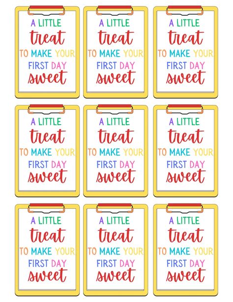 first day sweet treat.pdf - Google Drive A Little Treat To Make The First Day Sweet Free, First Day Of School Treats, End Of School, One Day, Candy Jars, School Gifts, First Day Of School, Mom And Dad, Free Printables