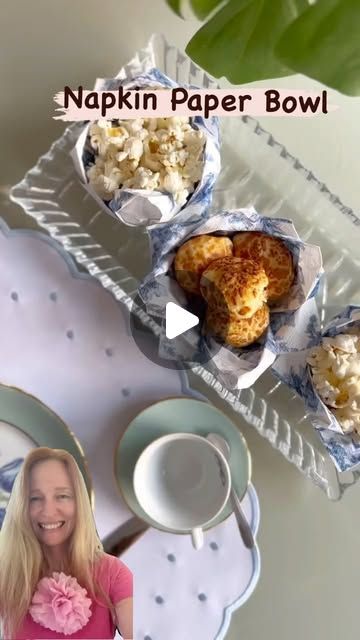 Thousands of Tips on Instagram: "Learn how to prepare cute napkin snack holders with Krica Costa to serve at your party. This is a quick and easy way to transform a napkin into a beautiful, elegant centerpiece. All you need is a napkin and a cup. Take a decorated napkin and fold the 4 tips to the center then repeat the process folding 4 tips again. Flip it over and fold  4 tips to the center once again. 

Next, take a cup and place it in the center of the folded napkin. Lift the napkin up and over the cup. Carefully open the first and second layers of the folds and is ready your napkin little paper bow

Credits:@kricacosta

#NapkinFolding #CenterpieceIdeas #TableSetting #EasyDIY #CraftIdeas #HomeDecor #PartyDecor #HostingTips #DIYHomeDecor #CreativeMoms #CreativeDads #CraftWithMe #LearnNew Folding Tips, Napkin Decor, Towel Folding, Snack Holders, Folding Ideas, Wrapping Techniques, Elegant Centerpiece, Gift Wrapping Techniques, Paper Bow