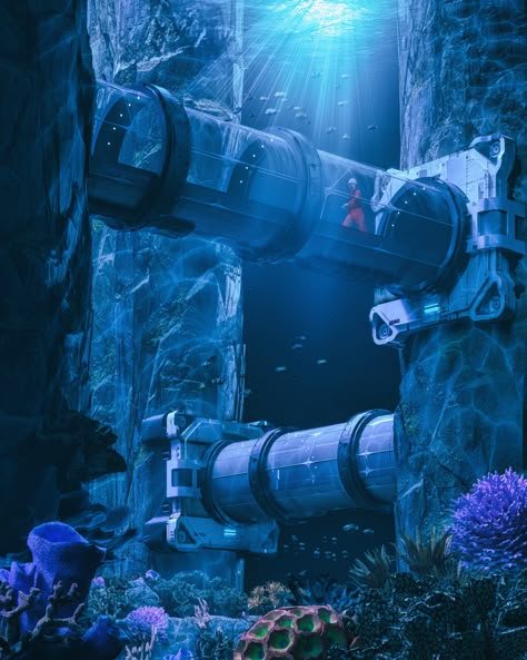 ArtStation - NEW YORK 2388, beeple . Sci Fi Mountain City, Subnautica Concept Art, Ville Cyberpunk, Underwater City, Roblox Game, Fantasy City, Fantasy Places, Arte Inspo, Character Inspo