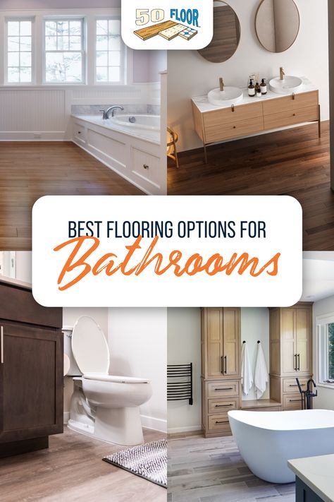 Laminate Wood Flooring Bathroom Master Bath, Dark Floor In Bathroom, Light Wood Bathroom Floor, Bathroom With Lvp Flooring, Bathroom Lvp Flooring, Lvp In Bathroom Floor, Lvp In Bathrooms, Laminate Bathroom Floor, Lvp Bathroom Floors