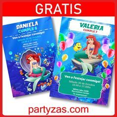 Plantillas Editables de La Sirenita GRATIS. Tarjetas de Cumpleaños para enviar por Whatsapp de La Sirenita. Visita Partyzas para ver más opciones. Little Mermaid Invitations, Templates Birthday, Ill Wait For You, Mermaid Invitations, Mermaid Birthday Invitations, Little Mermaid Birthday, Mermaid Theme Birthday, Recreation Centers, Mermaid Theme