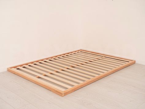 Tatami Platform Bed, Futon Base, Minimalist Bed, Japanese Joinery Bed Frame, Low Profile Bed, Wood Floor Bed, Loft Bed, Handmade Furniture - Etsy Low To The Ground Bed Frame, Room Without Bed Frame, Floor Bed Ideas For Adults, Tatami Platform, Bed Frame Low, Japanese Bed Frame, Low Profile Bed Frame, Bed Loft, Japanese Bed