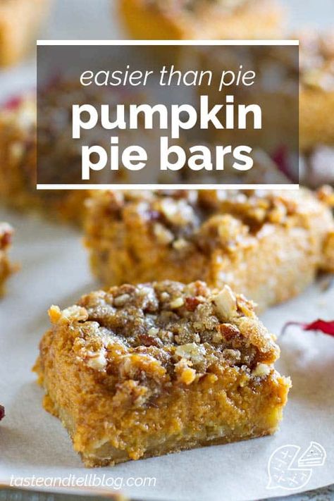 Skip the pumpkin pie this year and go for these Pumpkin Pie Bars that are so much easier to make and to eat! An easy oat crust is topped with a creamy pumpkin filling and a sugary topping to take them over the top. #recipe #pumpkin #pumpkinpie #dessert Sweet Pumpkin Recipes, Oat Crust, Pumpkin Filling, Savory Pumpkin Recipes, Recipe Pumpkin, Pumpkin Pie Mix, Pie Pumpkin, Pumpkin Pie Bars, Homemade Pumpkin Puree