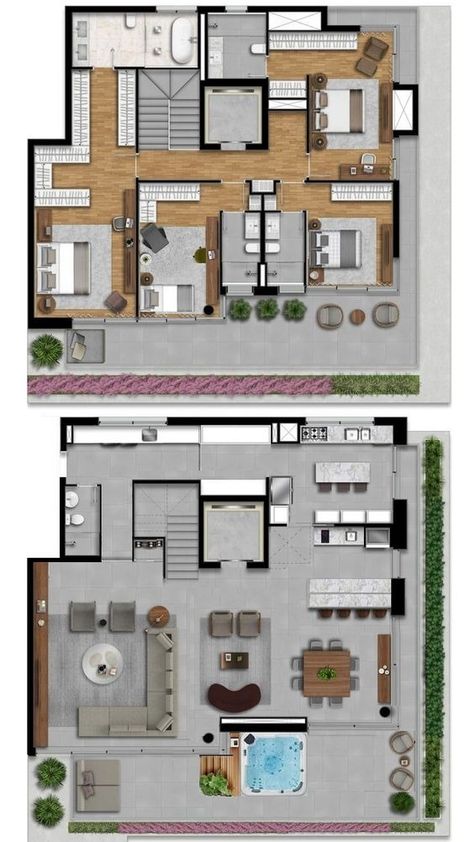 Small Modern House Plans, Duplex Floor Plans, Mansion Floor Plan, House Floor Design, Small House Floor Plans, Architectural Floor Plans, House Construction Plan, Simple House Plans, Model House Plan