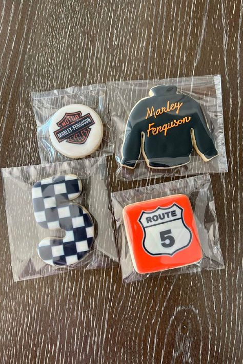 Check out this cool Harley-Davidson birthday party! The cookies are awesome!! See more party ideas and share yours at CatchMyParty.com Harley Davidson 1st Birthday Party, Harley Davidson Themed Birthday Party, Harley Davidson Party, Harley Davidson Party Theme, Harley Davidson Photos, Harley Davidson Birthday, Motorcycle Party, Boy Birthday Party Themes, 2nd Birthday Party Themes