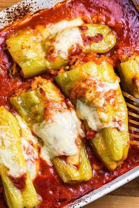 Stuffed Cubanelle Peppers Recipe, Italian Stuffed Peppers No Rice, Prosciutto Stuffed Peppers, Cubanelle Peppers Recipe, Stuffed Italian Frying Peppers, Italian Stuffed Cubanelle Peppers, Spicy Sausage Stuffed Peppers, Italian Pepper Recipes, Stuffed Cubenellas Peppers