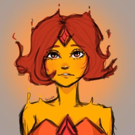 Fire Princess Adventure Time Fanart, Fire Woman Drawing, Flaming Hair Drawing, Flame Hair Drawing, Fire Hair Oc, Flame Princess Fanart, Flame Princess Fan Art, Fire Hair Art, Fire Hair Drawing