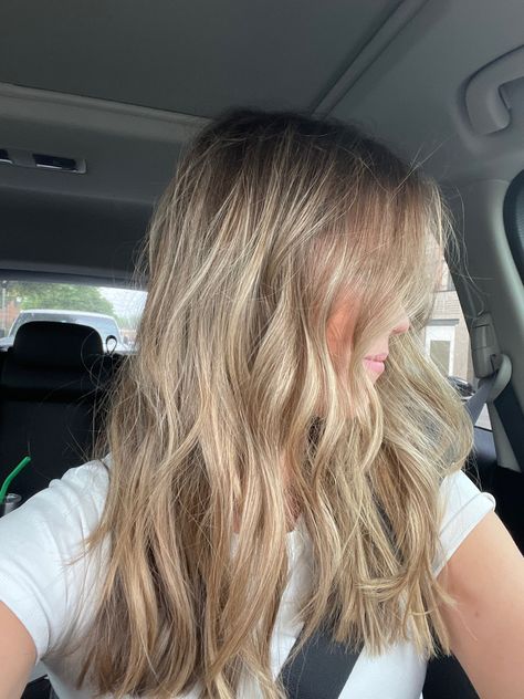 Natural Blonde Highlights Medium Length, Blonde Balayage Partial, Lived In Natural Blonde, Babylights On Dirty Blonde Hair, Low Light For Blonde Hair, Sadie Mckenna Hair, Dirty Blonde Medium Length Hair, Long Hair Selena Gomez, Dirty Blonde With Lowlights