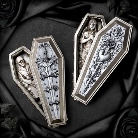 Coffin Aesthetic, Witchy Products, Dark Bride, Vampire Coffin, Gothic Coffin, Tudor Era, Alchemy Gothic, Goth Home, Goth Home Decor