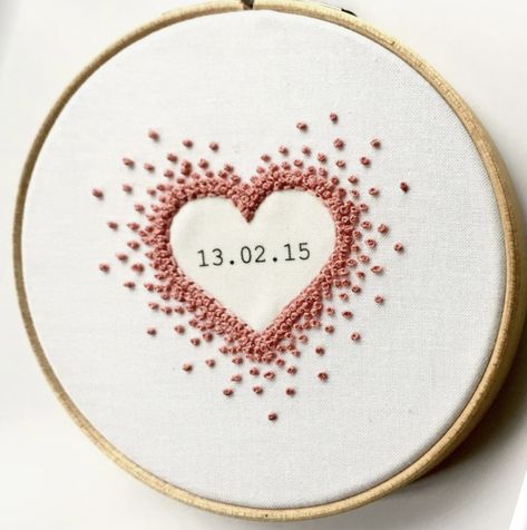 Embroidery Designs Valentines, Embroidery Hearts Simple, Heart Embroidery Patterns, Valentines Day Embroidery, Valentines Embroidery, Tshirt Embroidery, Romantic Embroidery, Book Cover Art Diy, Valentines Embroidery Designs