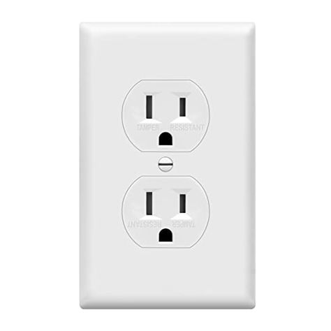 ENERLITES Duplex Receptacle Outlets and Wall Plates Bundle, Tamper-Resistant Electrical Receptacle, 15A 125V, Self-Grounding, 2-Pole, UL Listed, 61580-TR-WWP, White: Amazon.com: Tools & Home Improvement Outlet Kitchen, Book Area, White Hardware, Junction Boxes, Body Design, Small Business Branding, Wall Plates, Wall Outlets, Power Outlet