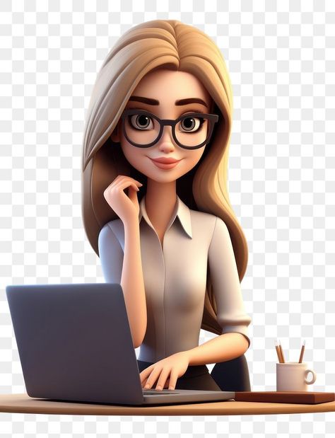 Working Cartoon, Computer Cartoon, Va Logo, Animated Girl, 2d Character Animation, Online Store Design, Png Girl, Pop Art Women, Women Working