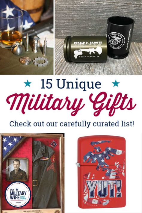 Carefully curated list of unique military gifts that never disappoint. Perfect for service members and military families. Army Pcs Gifts, Gift For Veteran, Veteran Gift Ideas, Army Gifts For Him, Promotion Gift Ideas, Army Retirement Gift, Promotion Gifts For Him, Veteran Gifts, Basic Training Graduation