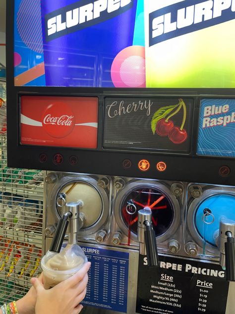 #gasstation #slushie Slushie Machine Aesthetic, Icee Slushie Aesthetic, Vincent Solaire, Slushie Aesthetic, Slushies Aesthetic, 711 Slurpee, Icee Slushie, Sarah Aesthetic, Vodka Slushies