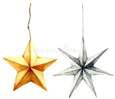 White Background Christmas, Star Watercolor, Watercolor Stars, Design Doodles, Decor Illustration, Gold Stock, Background Christmas, Star Christmas, Holiday Flyer