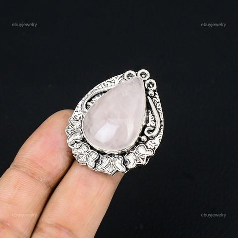 Rose Quartz Ring, Statement Ring Silver, Rose Quartz Gemstone, Handcrafted Rings, Pink Ring, Quartz Ring, Multi Stone Ring, Multi Stone, Ring Size 7