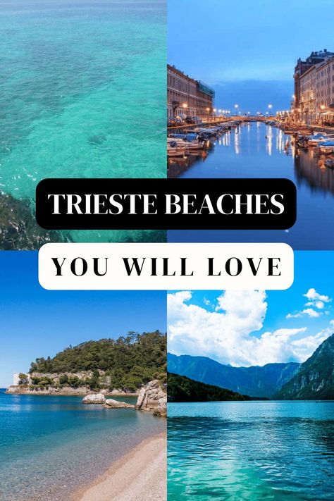 Our Trieste travel guide invites you to explore the city's beautiful beaches. From the dramatic cliffs of Duino to the bustling beachfront of Costa dei Barbari, Trieste offers a beach experience for every traveler. Duino Italy, Trieste Aesthetic, Wedding Europe, Italian Seaside, Seaside City, Beach Equipment, Trieste Italy, Italy Beaches, Hotels Around The World