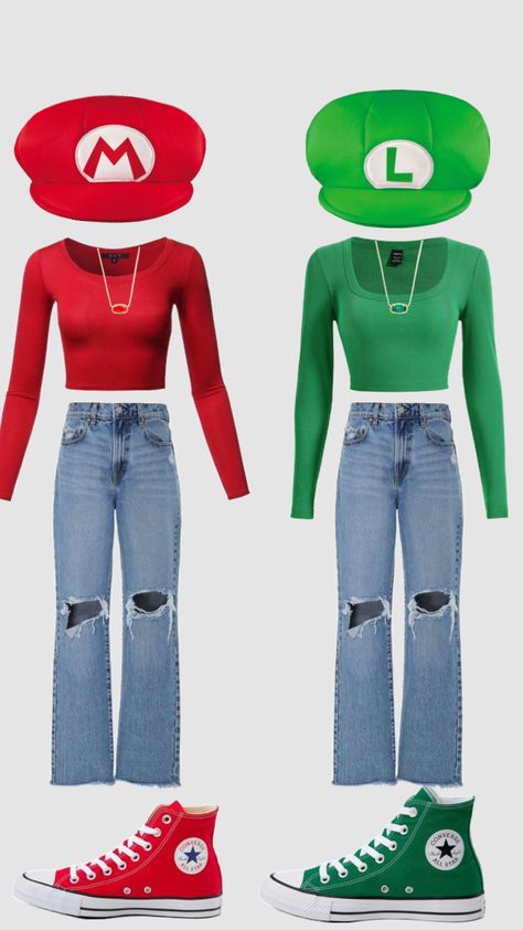 mario and luigi matching fit! #wallpaper #beauty #outfitinspo #matching Luigi Outfit, Fit Wallpaper, I M Bored, Mario And Luigi, Theme Park, Mario, Outfit Inspo, Beauty