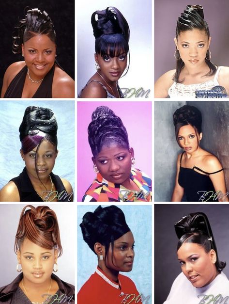 90s Black Hair Magazine, Black Women 90s Hairstyles, 90s Black Hairstyles, 90 Hairstyles 90s Hair, 90's Hairstyles, Early 2000s Hairstyles, Old School Hairstyles, 2000s Hair, Black Hair 90s