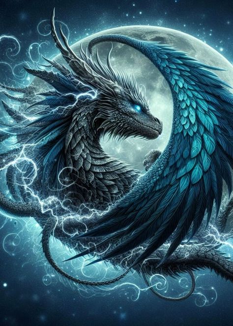 Mythical Dragon Art, Mystical Creatures Drawings, Cool Dragon Pictures, Feathered Dragon, Phoenix Artwork, Elemental Dragons, Dark Dragon, Mythical Creatures Fantasy, Dragon Artwork Fantasy