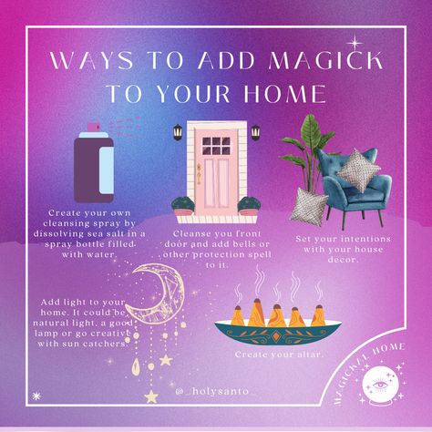 Home Witch Aesthetic, How To Protect Your Home Witchcraft, New Apartment Witchcraft, House Witch Magic, New House Witch Tips, Witch Tips For New Home, House Witchcraft, Protect Energy, Witch Divination