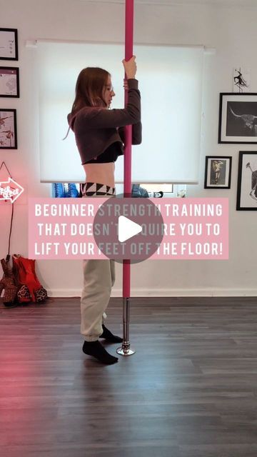 Practical Pole | Learn to Pole at Home on Instagram: "@lux_atl hit me up asking for some strength training that is suitable for students who can't hold themselves yet and I know you will all love this too 🙌. This is what I do with my beginners, providing progressions for those who need them. There are a lot of other variations on these exercises but these cover a little of everything that's useful for beginners to work on ☺️  You, or your students, may not look identical to this in your exercises but if you can feel it working that's all that matters 💪  #pdbeginners #polebeginners #beginnerspole #polestrengthtraining #pdstrengthtraining #poletutorial" Pole Conditioning Exercises Without Pole, Pole Conditioning Exercises, Pole At Home, Gym At Home Ideas, Pole Conditioning, Pole Workout, Pole Fitness Beginner, Beginner Pole, Pole Moves