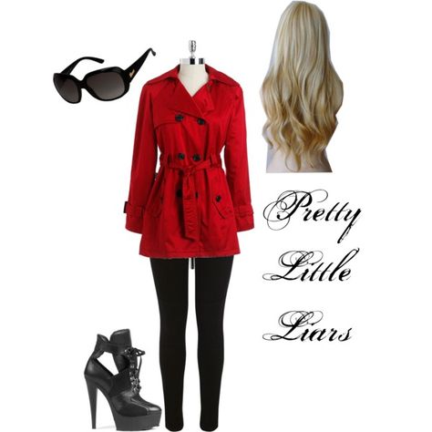 Red Coat costume #PLL Pretty Little Liars Costume, Pll Halloween, Pretty Little Liars Halloween, Ghost Heart, Pretty Little Liars Outfits, Teen Halloween, Pretty Little Liars Fashion, Pll Fashion, Holloween Costume