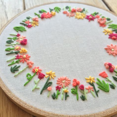 Round Floral Embroidery Hoop Art Hoop Art by TheBarmyFoxShoppe Round Embroidery Design, Round Embroidery, Hoop Wall Hanging, Hoop Art Wall, Etsy Embroidery, Embroidered Hoop, Embroidery Hoop Wall, Embroidery Hoop Wall Art, Ideas Embroidery