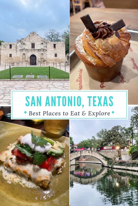 Enchiladas, croissant muffin, river walk in San Antonio, the Alamo San Antonio Texas Restaurants, San Antonio Breakfast, San Antonio Travel, San Antonio Vacation, Fun Places To Visit, San Antonio Food, San Antonio River Walk, Southern Road Trips, Texas Trip