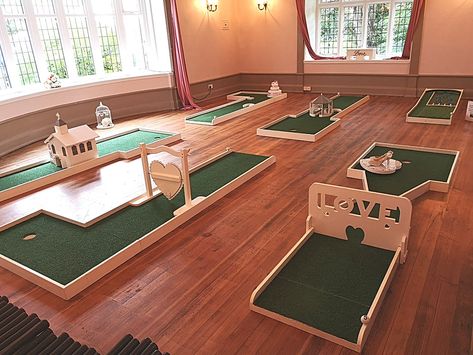 Wedding Mini Golf | lancashirecrazygolf At Home Mini Golf Course, Wedding Mini Golf, Games For Events, Diy Mini Golf, Portable Mini Golf, Giant Yard Games, Outdoor Wedding Games, Event Space Design, Sol Invictus