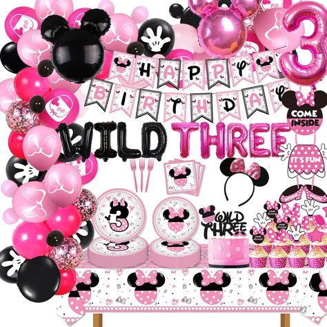 PRICES MAY VARY. APPLICATION: Girls 3rd birthday party supplies are great to decorate girls third birthday party, girls 3 years old birthday party, wild three birthday party, etc, it will offer you an unforgettable experience! PACKAGE: A set of girls happy birthday letter banners, Wild Three foil balloons, welcome sign door hanger, 1pc Pink Ears Headband, 2 pcs head balloons, 1pc 32inch pink "3" foil balloon, 10 pcs 9inch plates, 10 pcs 7inch plates, 20 pcs fork, 20 pcs napkin, 1 pcs cake topper Birthday Themes For Girls 3rd Bday, Birthday Theme For 3 Year Girl, Minnie 3rd Birthday, Three Year Old Birthday Party Girl, 3 Year Birthday Theme Girl, 3rd Birthday Party For Girls Ideas, 3rd Birthday Theme Ideas, 3rd Birthday Party Decorations, 3rd Birthday Party For Girls