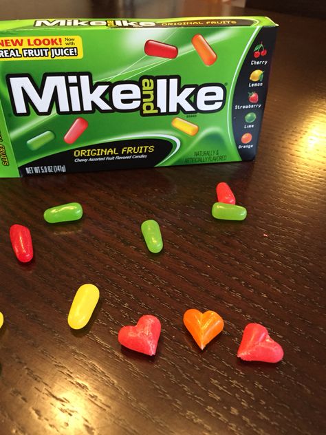 I couldn't find heart shaped Mike and Ikes, so my husband took matters into his own hands. Mike N Ike, Burr Basket, Mike And Ike, Boo Basket, My Husband, Gum, Valentines Day, Gift Ideas, Valentines