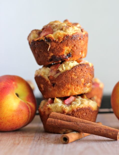 Peach Oatmeal Muffins Peach Pecan Muffins, Healthy Peach Muffins Greek Yogurt, Peach Oatmeal Muffins, Oatmeal Muffin, Peach Oatmeal, Peach Muffins, Breakfast And Brunch, Oatmeal Muffins, Peach Recipe