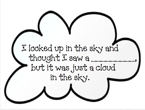 I looked up in the sky and thought I saw a ... Sky Preschool Craft, Wacky Weather Preschool, Cloud Crafts Preschool, Weather Provocations, Weather Art For Toddlers, Clouds Lesson Plan, Weather Songs, Weather Activities Preschool, Eric Carle Activities