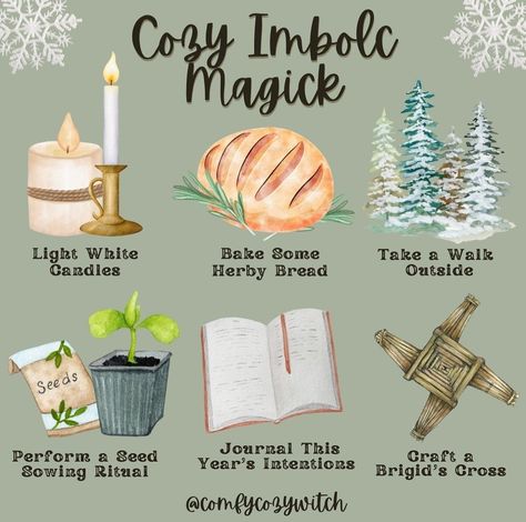 Comfy Cozy Witch, Ways To Celebrate Imbolc, Imbolc Feast, Imbolc Correspondences, Imbolc Decor, Herby Bread, Imbolc Activities, Imbolc Decorations, Home Witchcraft